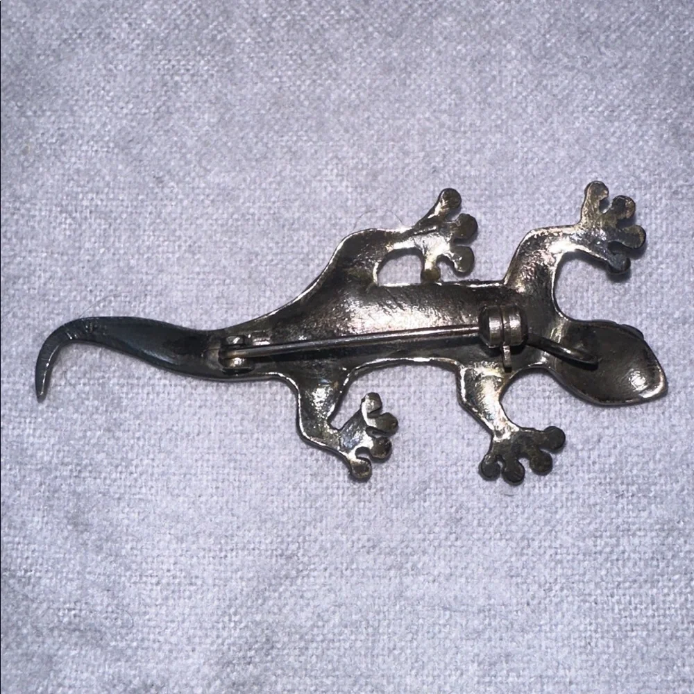 Vintage Sterling Silver Brooch Spotted Gecko Lizard Versatile Pin/charm/Pendant